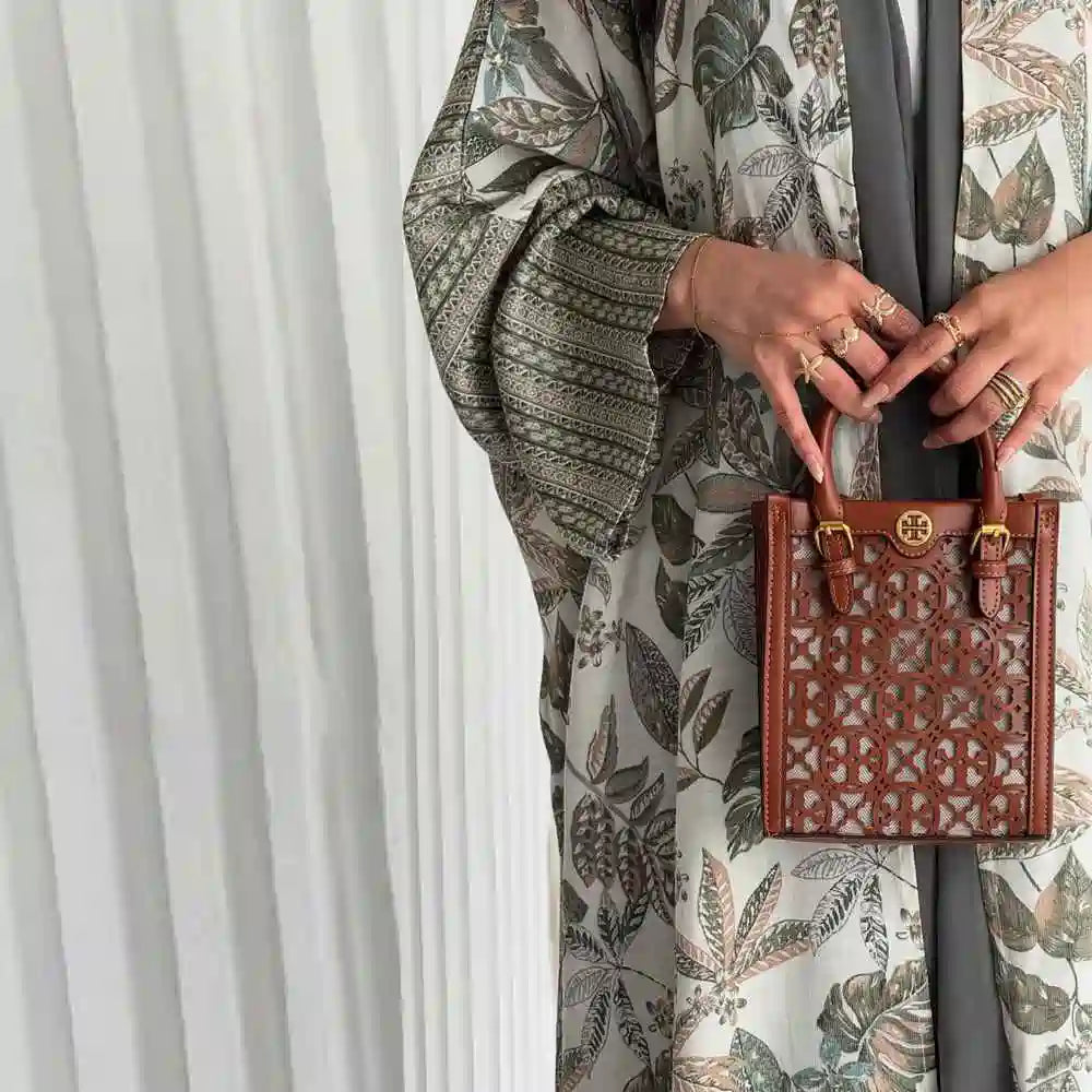 Printed Cardigan Open Abaya Dress #25224