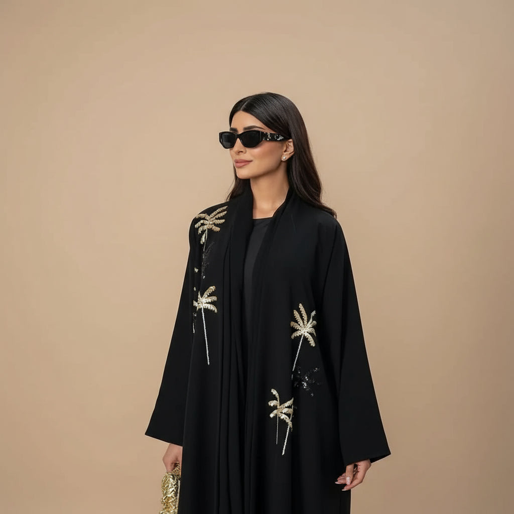 Beaded embroidery Cardigan Open Abaya Dress For Muslim Women #25226