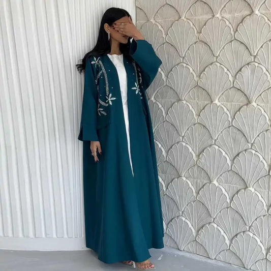 Embroidery Cardigan Open Abaya Dress #25213
