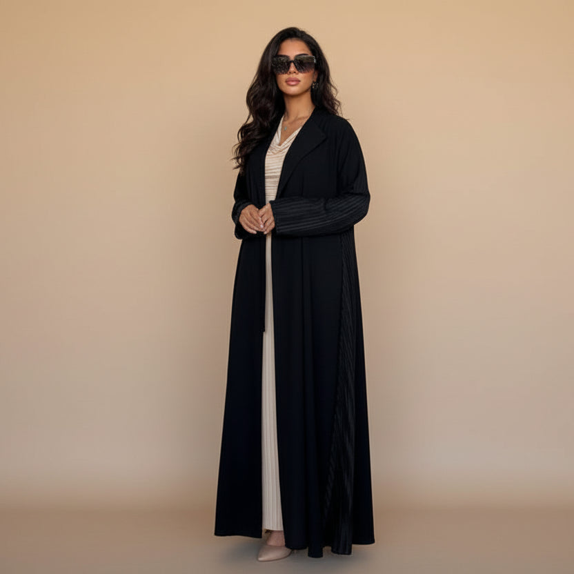 Pleated Cardigan Open Abaya Dress #25205