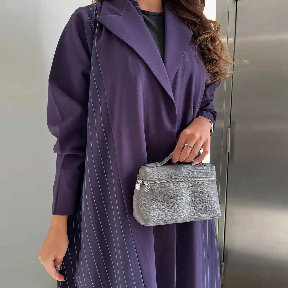 Cardigan Open Abaya Dress - Purple - #25178