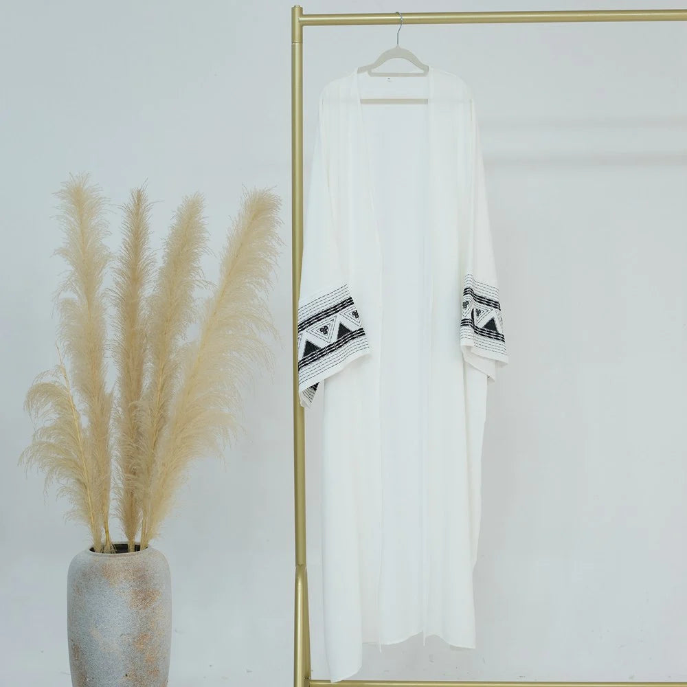 Embroidery Cardigan Open Abaya Dress #25844