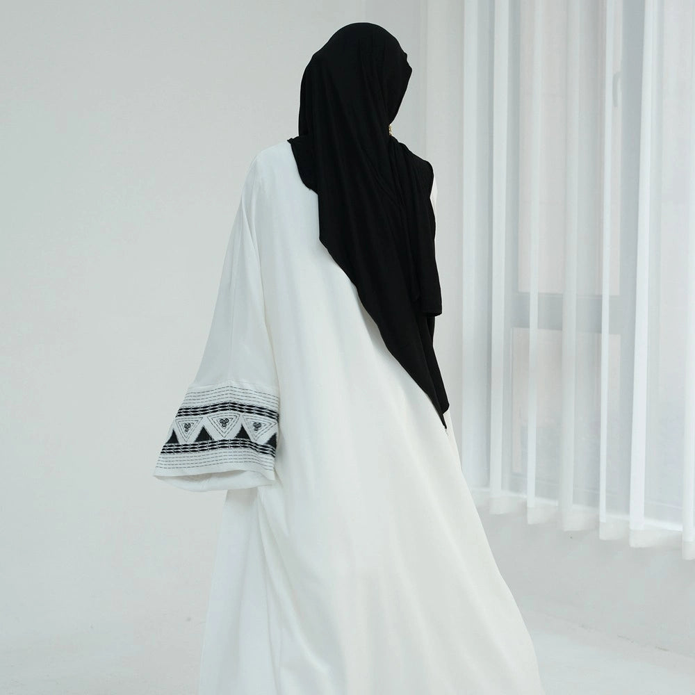 Embroidery Cardigan Open Abaya Dress #25844