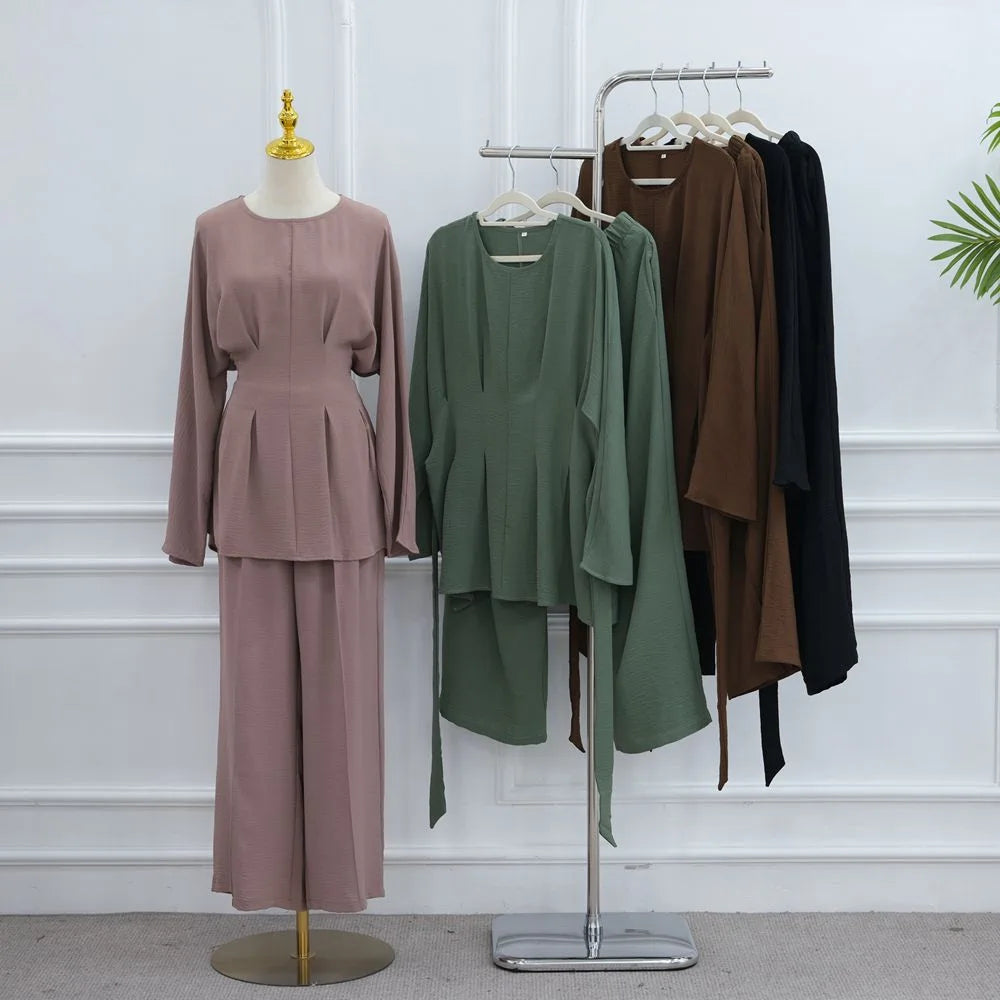 Muslim Women Daily Wear 2 Pieces Set Tops And Pants Set #251094