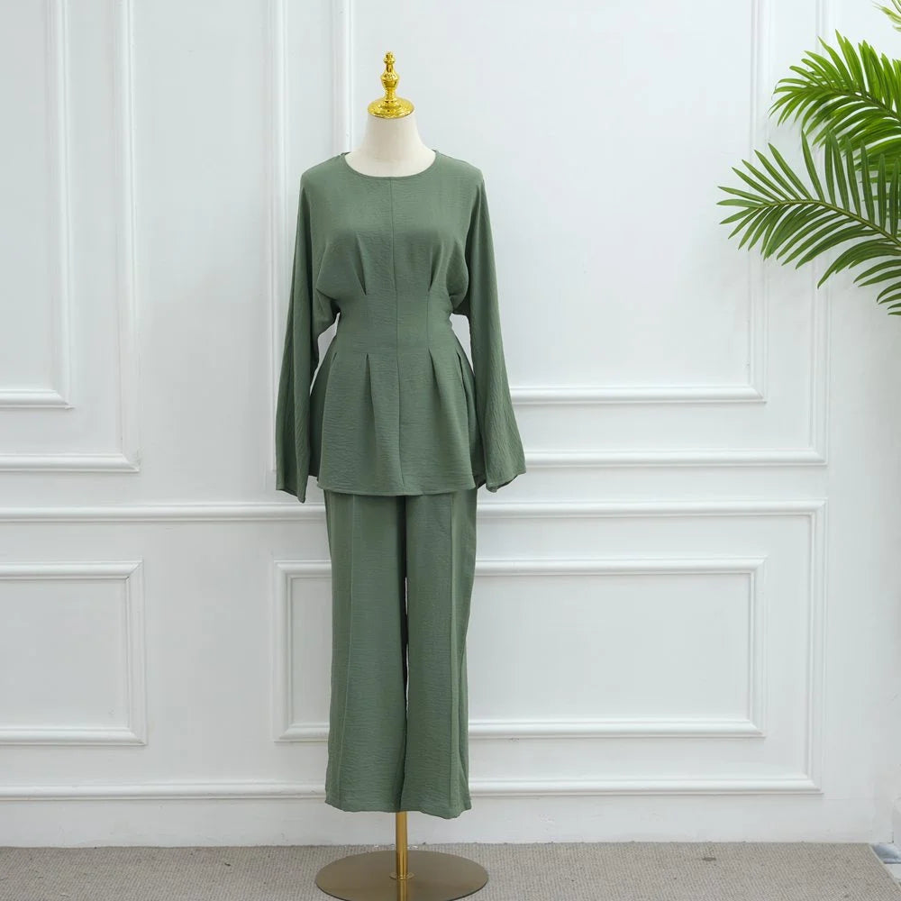 Muslim Women Daily Wear 2 Pieces Set Tops And Pants Set #251094
