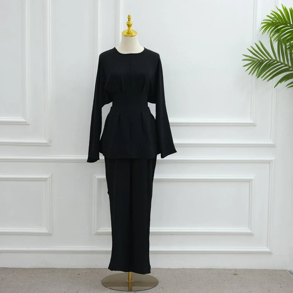 Muslim Women Daily Wear 2 Pieces Set Tops And Pants Set #251094