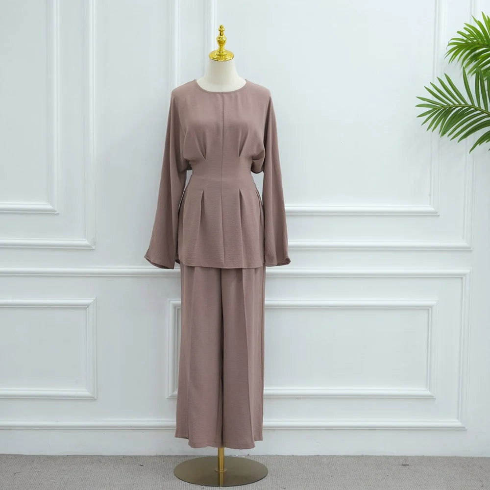 Muslim Women Daily Wear 2 Pieces Set Tops And Pants Set #251094