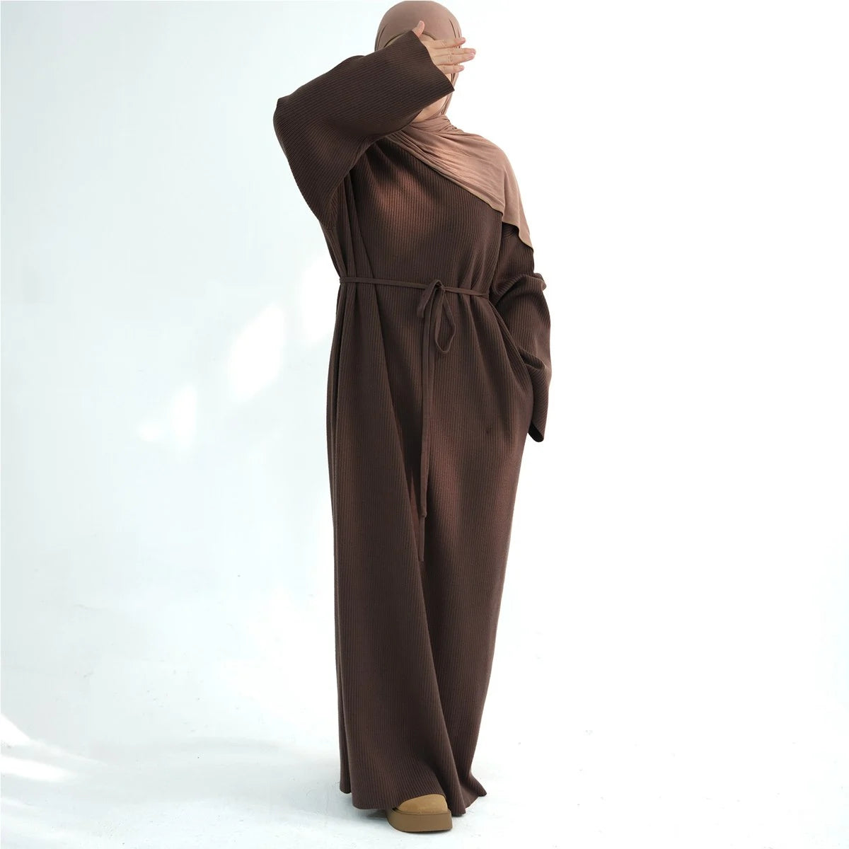 knit abaya dress Tala premium Ribbed Knit Abaya- Blue Gray 54 by LaMeera Moda