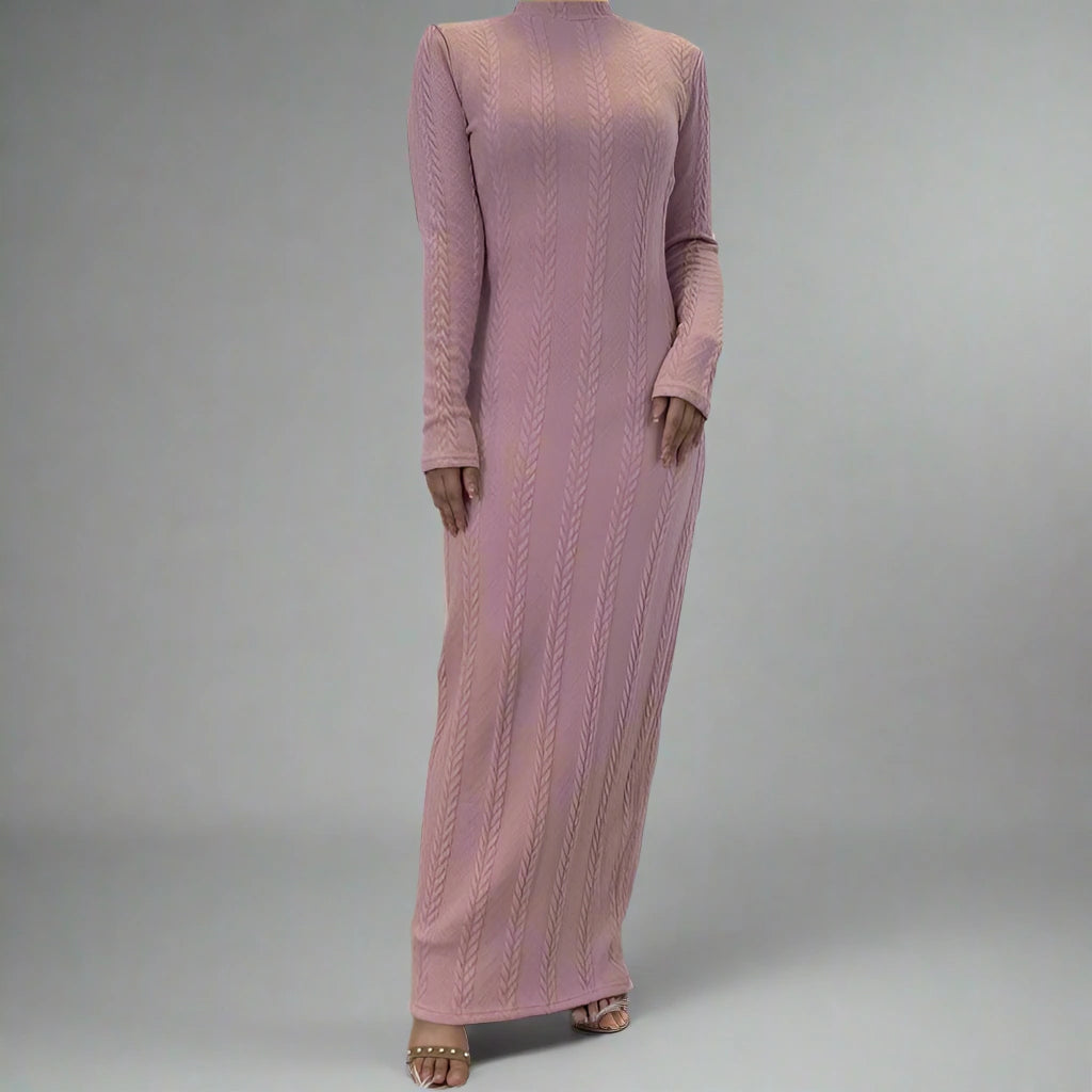 muslim cotton dress Women's Basic Long Sleeve Cotton Dress