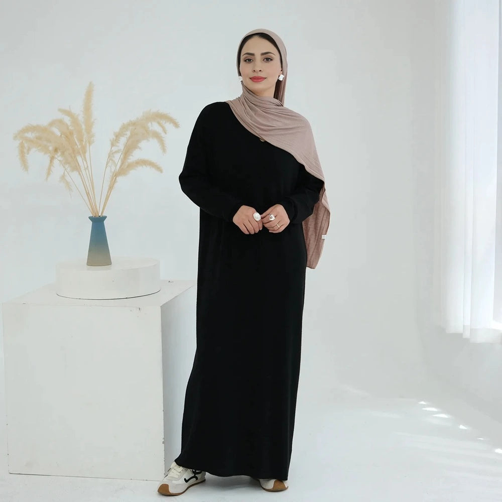 winter abaya dress Muslim Women Winter Fall Cotton-Blend Classic Open Abaya Dress Urgarment