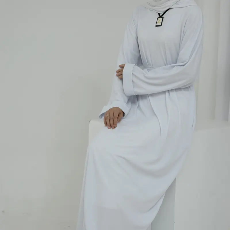 Thread Knitted Fabric Winter Fall Muslim Women Abaya Dress