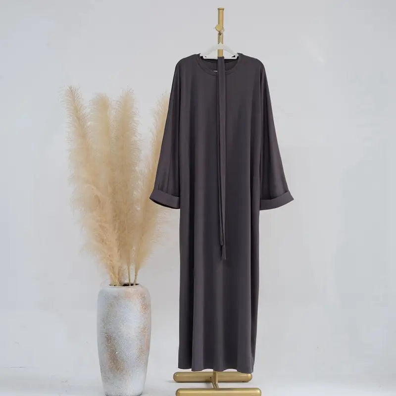 Thread Knitted Fabric Winter Fall Muslim Women Abaya Dress