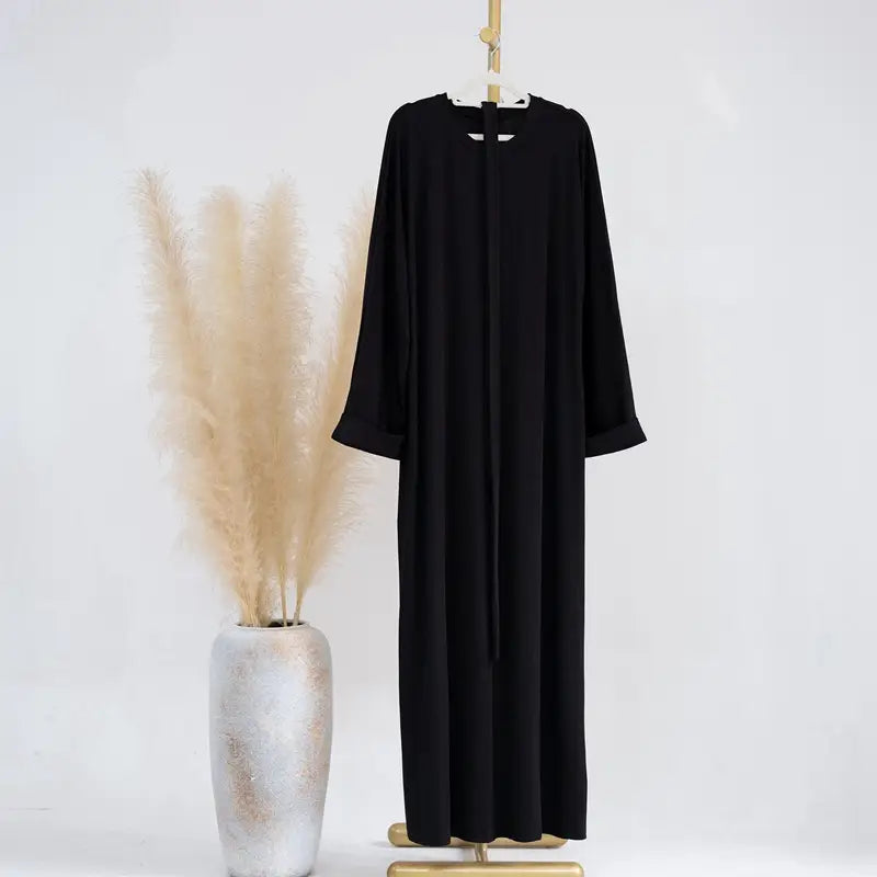 Thread Knitted Fabric Winter Fall Muslim Women Abaya Dress
