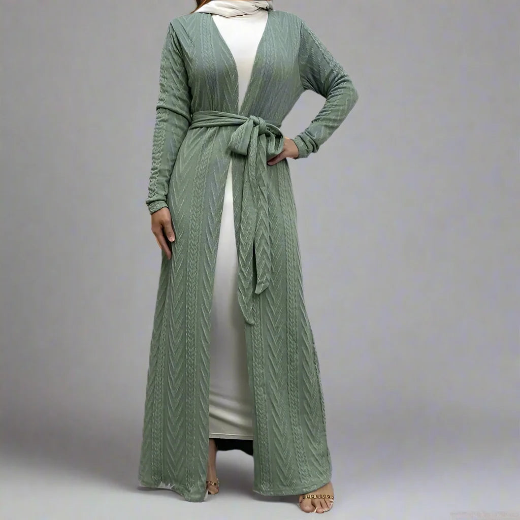 Winter Fall Knitting Open Cardigan Abaya Dress For Muslim Women With P Urgarment Winter Fall Knitting Open Cardigan Abaya Dress For Muslim Women With P Urgarment