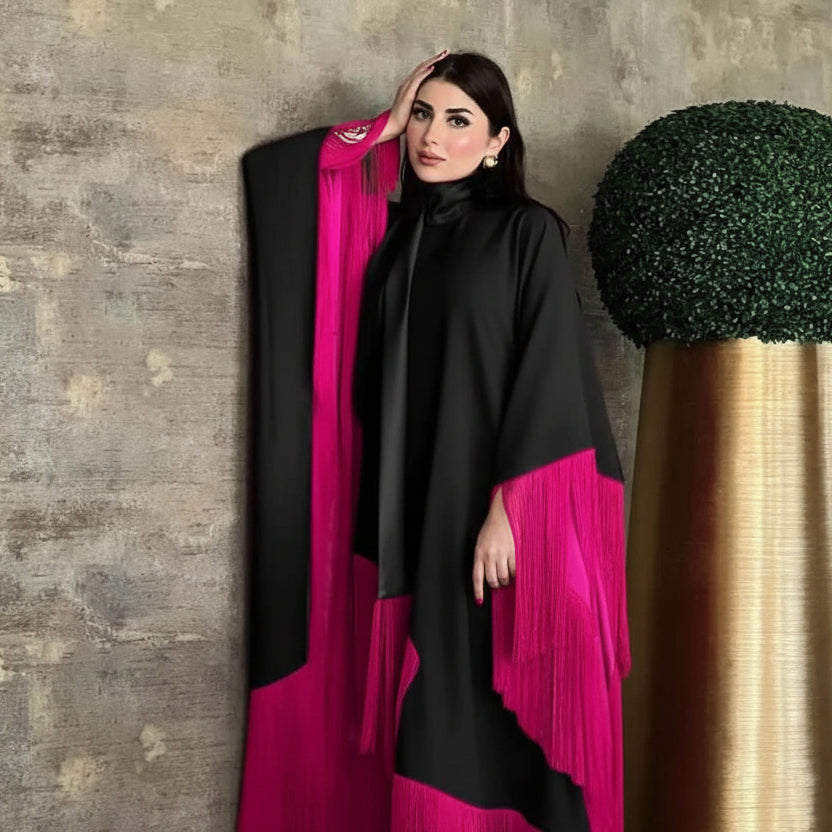 Batwing Sleeve Tassel Farasha Sleeve Women Abaya Caftan Kaftan Dress