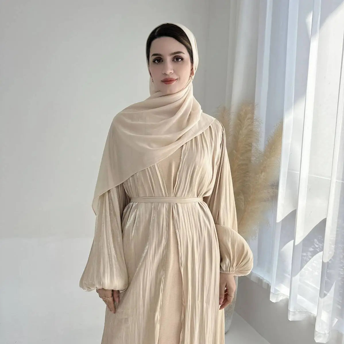 beige dress with hijab 16 Beige Hijab Outfit ideas