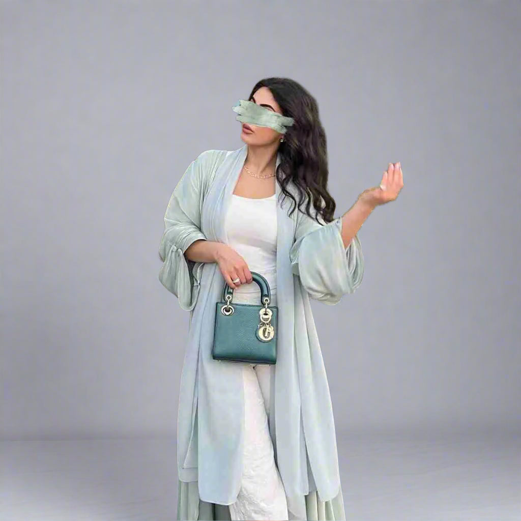 Muslim Women Embroidered Lace Open Abaya Dress #26M275