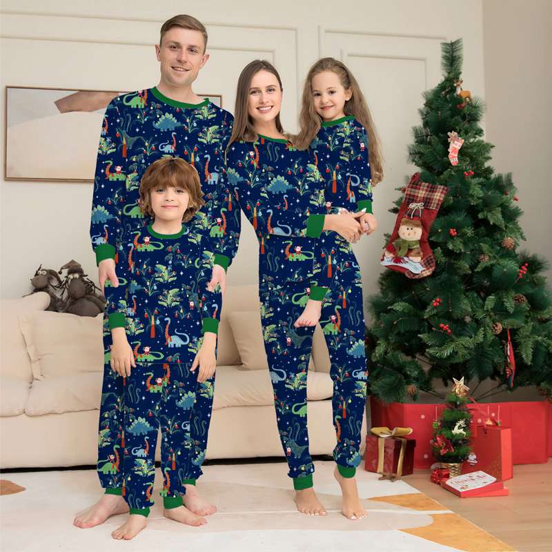 Printed Dinosaur Christmas Pajamas Sets Family Matching Sleepwear Loun –  Urgarment