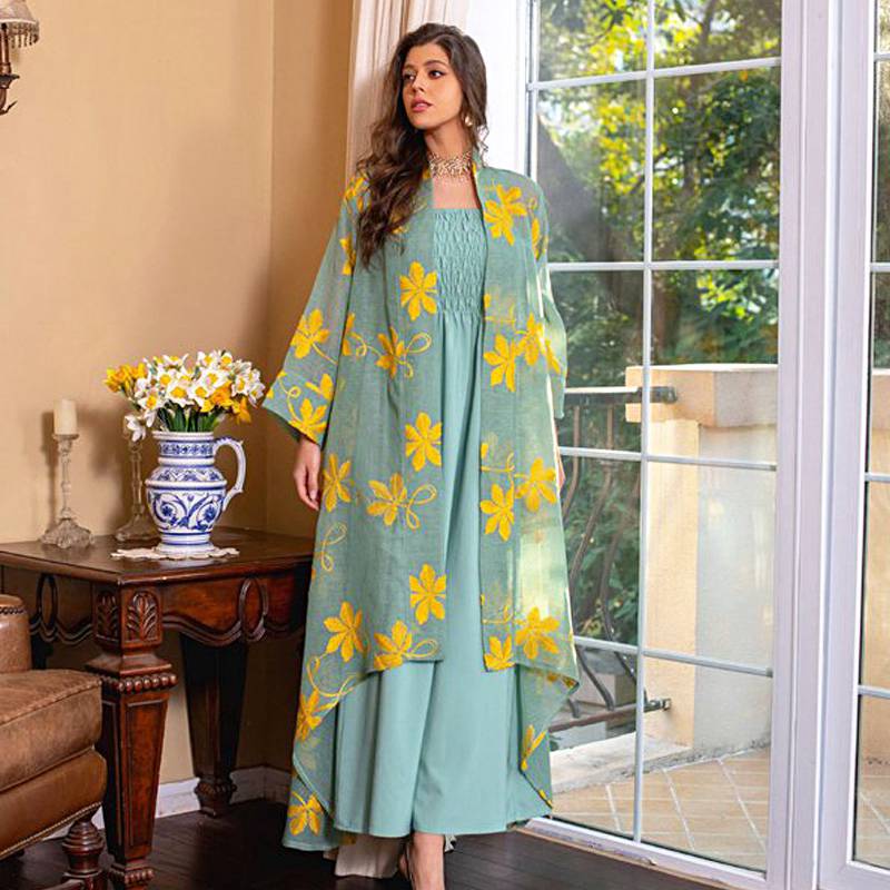 2 Pieces Set Doris Embroidery Kaftan Dress Middle East Dubai Caftan