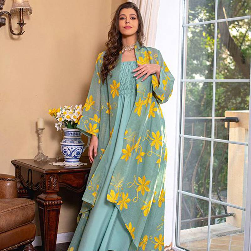 2 Pieces Set Doris Embroidery Kaftan Dress Middle East Dubai Caftan