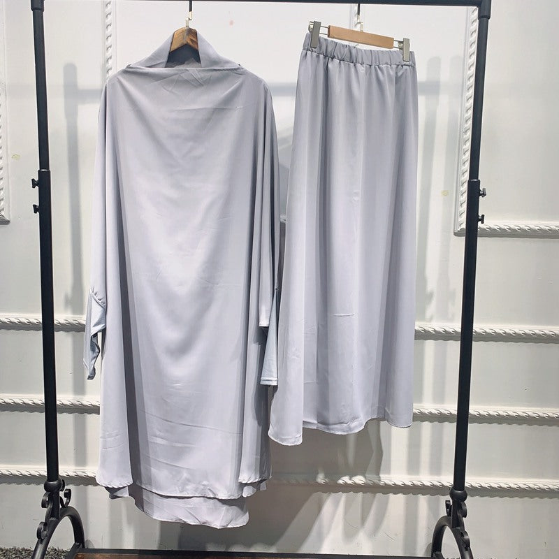 2 Pieces Set Overhead Nida Jilbab Prayer Dress Prayer Garment For Muslim Women Ramadan