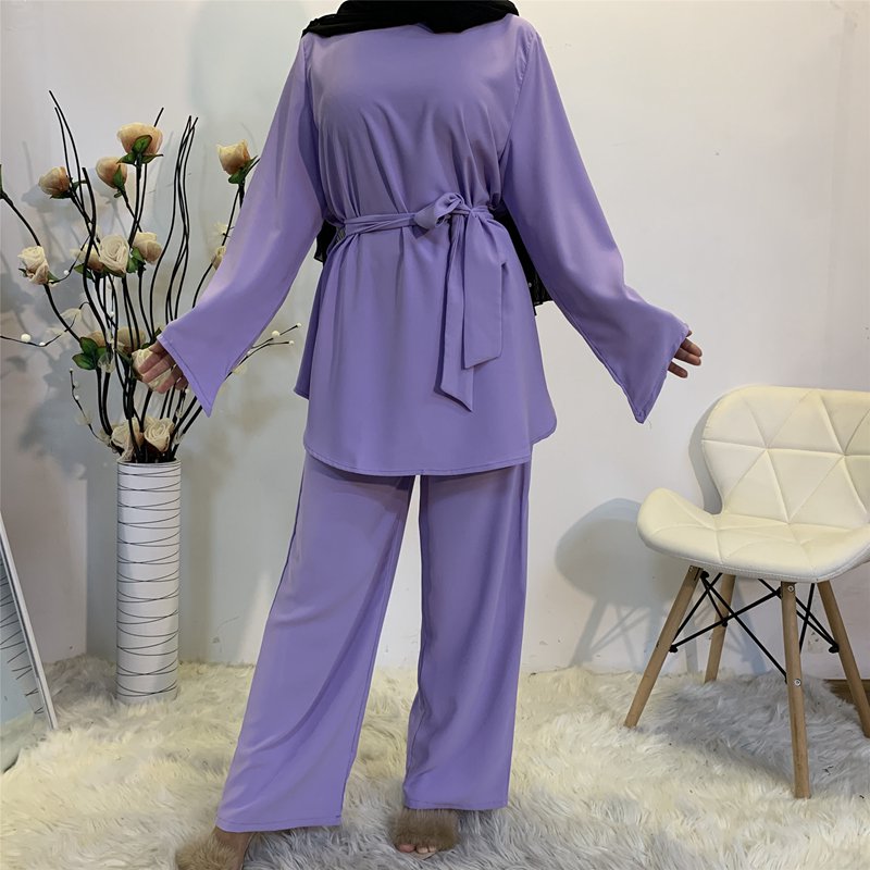 Muslim Women Office Clothing Wear Suit Nida Tops And Pants Set