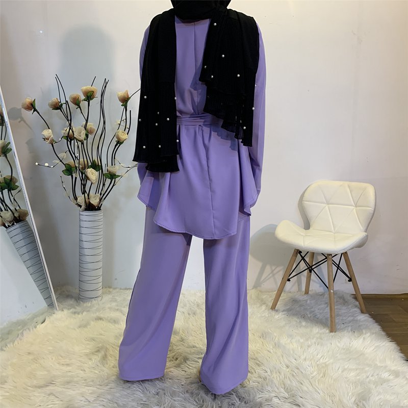 Muslim Women Office Clothing Wear Suit Nida Tops And Pants Set
