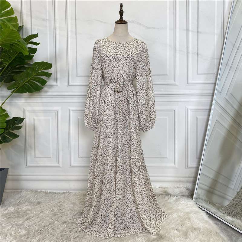 Fashion Floral Printed Middle East Muslim Women Abaya Dress