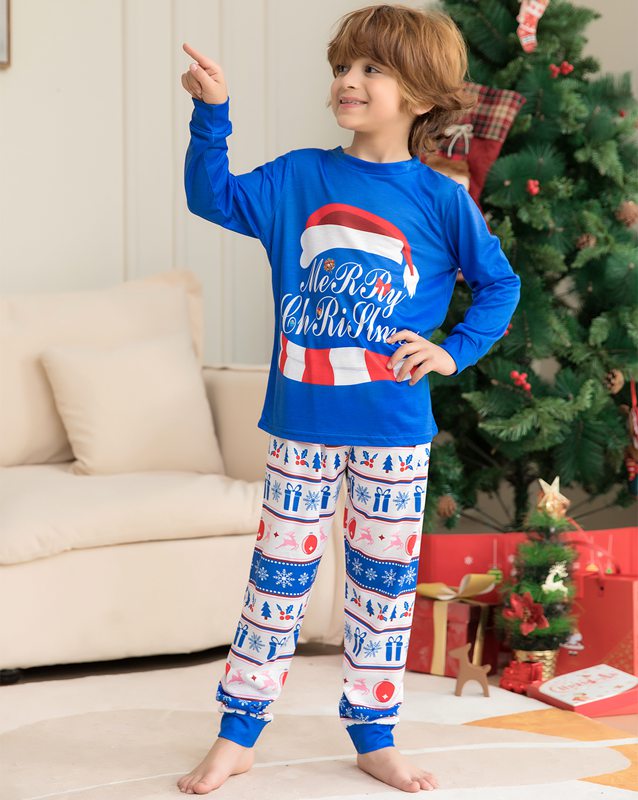 Blue Christmas Pajamas Family Matching