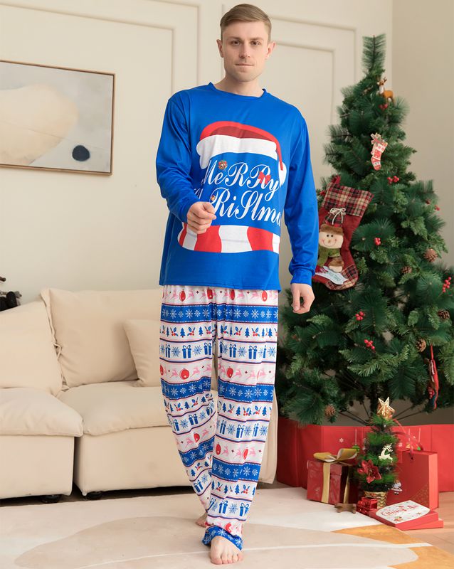 Blue Christmas Pajamas Family Matching