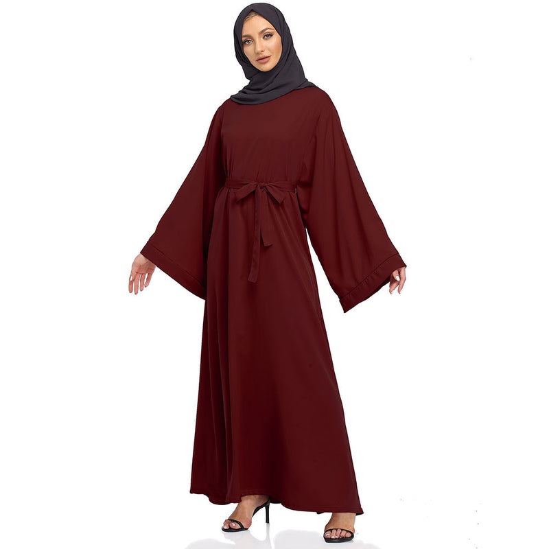 Muslim Women Classic Solid Color Plain Abaya Dress