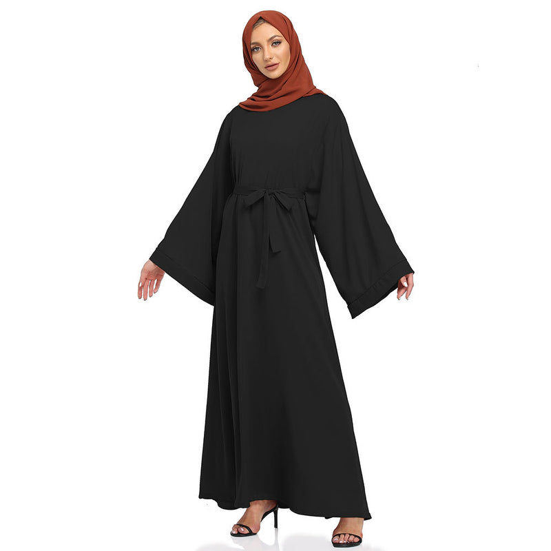 Muslim Women Classic Solid Color Plain Abaya Dress