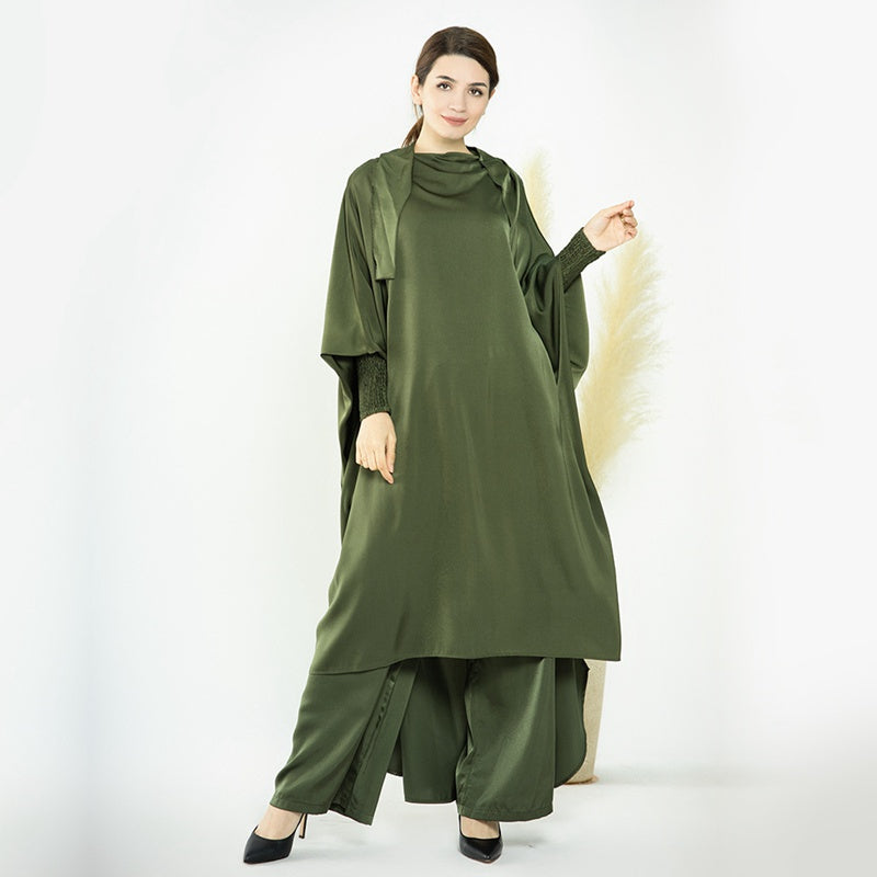 Muslim Women Nida Loose Pant Suits With Jilbab Tops Robes