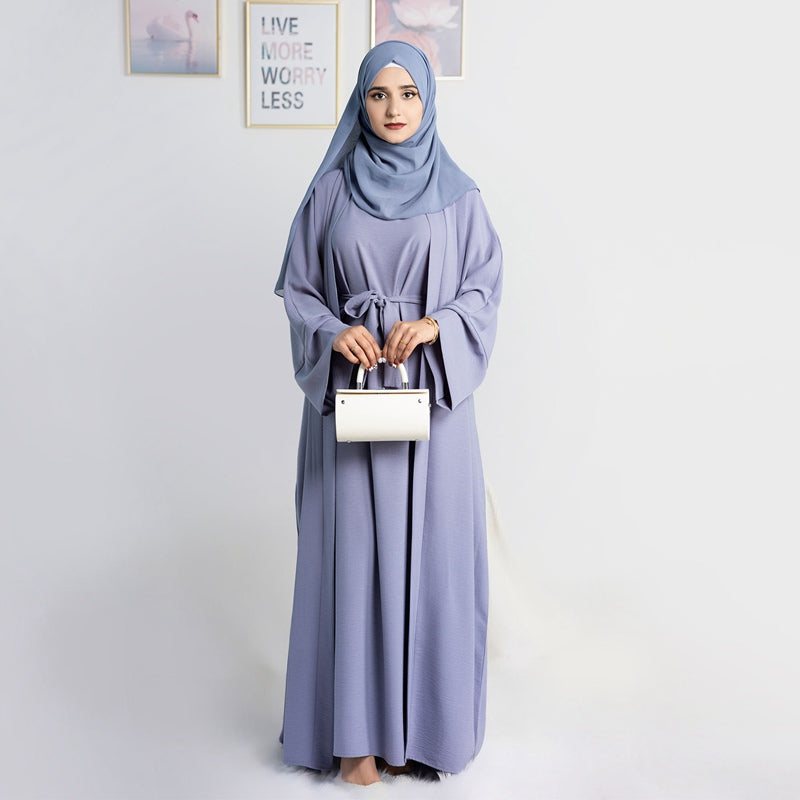 12 Color Options 2 Pieces Set Abaya Dress Muslim Women Clothing Suit With Out Abaya And Inner Dress