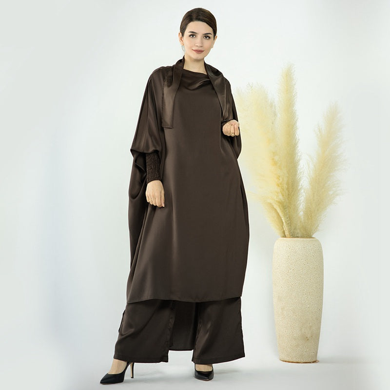 Muslim Women Nida Loose Pant Suits With Jilbab Tops Robes