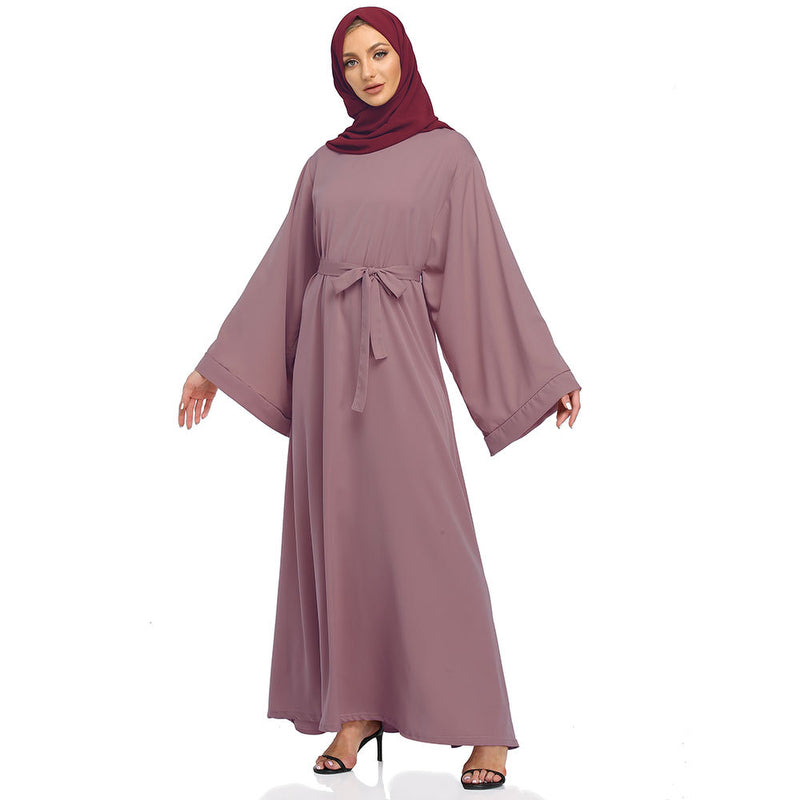 Muslim Women Classic Solid Color Plain Abaya Dress