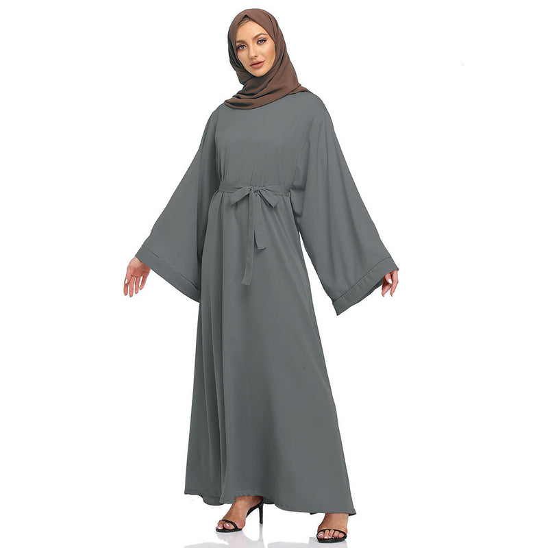 Muslim Women Classic Solid Color Plain Abaya Dress