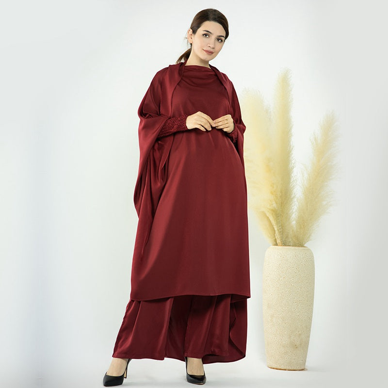 Muslim Women Nida Loose Pant Suits With Jilbab Tops Robes