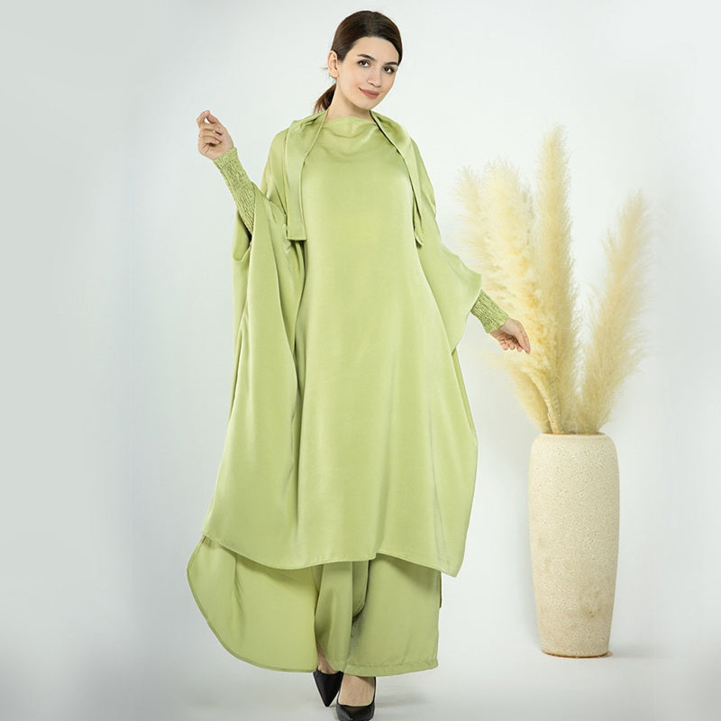 Muslim Women Nida Loose Pant Suits With Jilbab Tops Robes