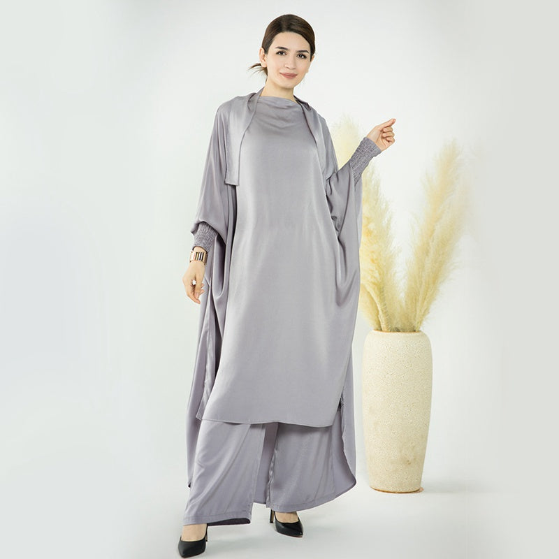 Muslim Women Nida Loose Pant Suits With Jilbab Tops Robes