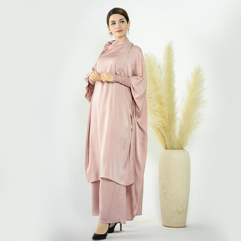 Muslim Women Nida Loose Pant Suits With Jilbab Tops Robes