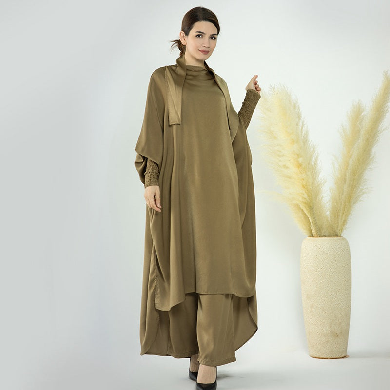 Muslim Women Nida Loose Pant Suits With Jilbab Tops Robes