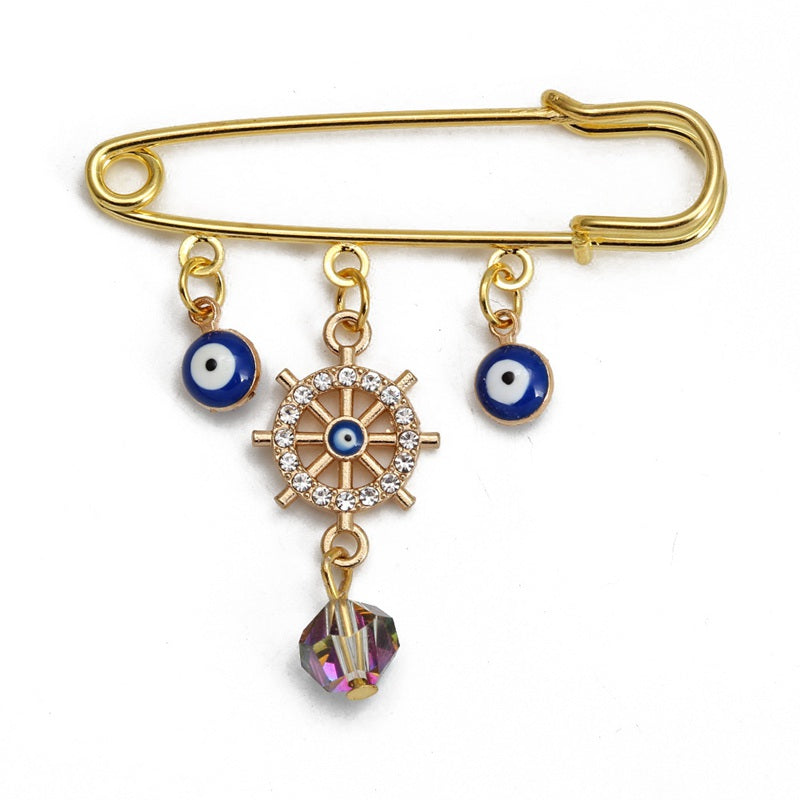 Turkish Evil Eye Brooch Pin Amulet for Women and Baby
