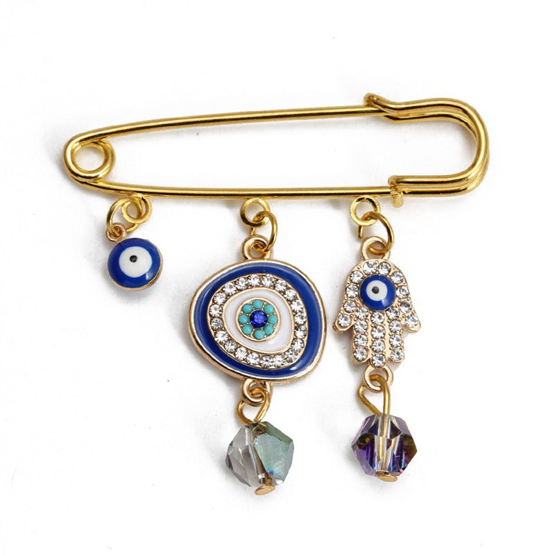 Turkish Evil Eye Brooch Pin Amulet for Women and Baby