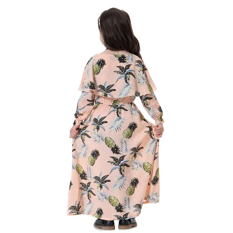 Middle East Arab Girl Fashen Wear Flower Printed Long Abaya Dress