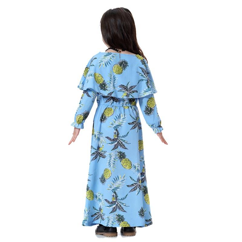 Middle East Arab Girl Fashen Wear Flower Printed Long Abaya Dress