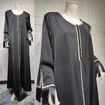 Eid Hotfix Rhinestones Printed Caftan Kaftan Dress #25212
