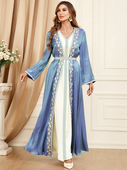 2 Pieces Set Arab Women Caftan Kaftan Dress For Eid And Celebration