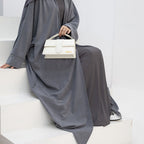 Corduroy Winter Fall Muslim Women Cardigan Open Abaya Coat