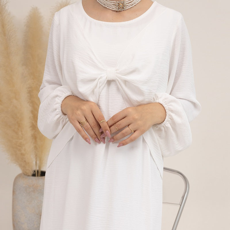 Muslim Women Solid Color Soft Abaya Dress